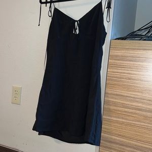 black backless mini dress